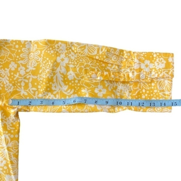 COLDWATER CREEK Top Button Up V Neck Collar Floral Yellow White Women Size M - Picture 9 of 12